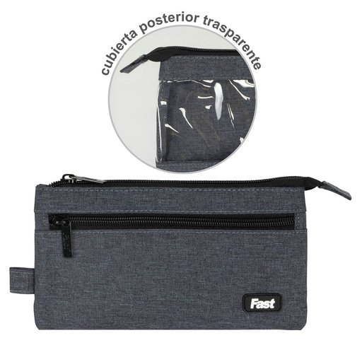 [18851-GRIS] PORTA-LAPICES TRANSPARENTE COLORES SURTIDOS 815 (GRIS) | FANCY BAG