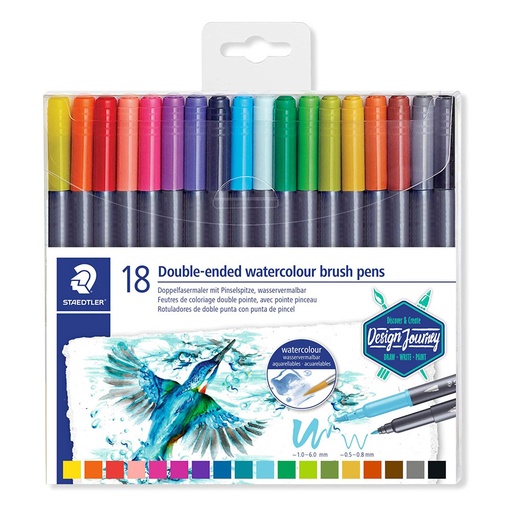 [17323] MARCADORES ACUARELABLE X18COLORES DOBLE PUNTA 3001 EN ESTUCHE | STAEDTLER