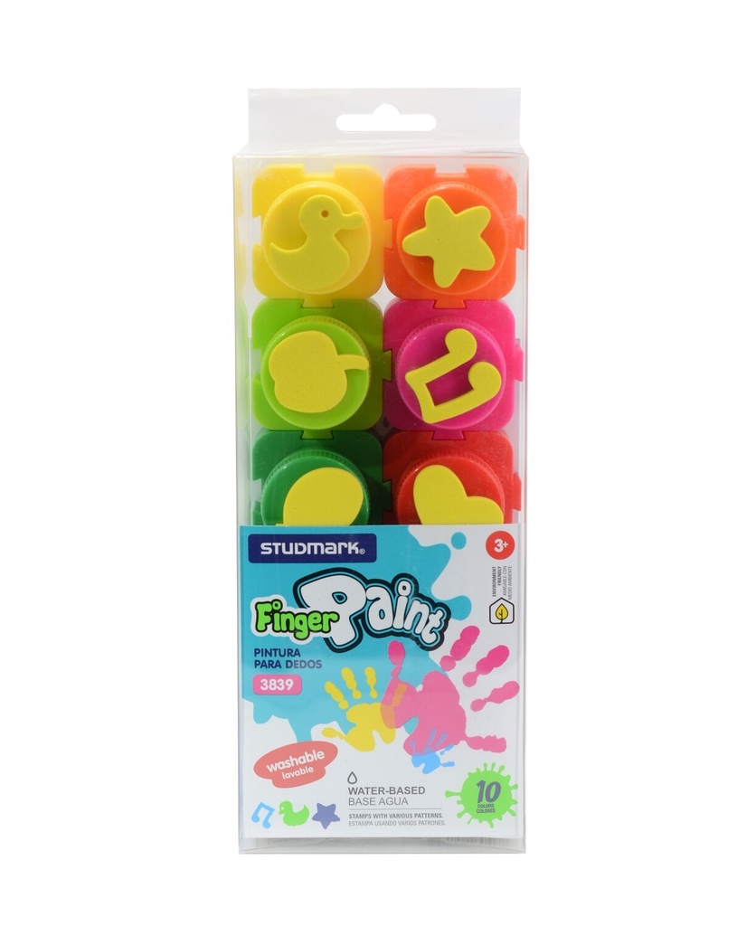 PINTURA PARA DEDOS CON SELLO 10 COLORES