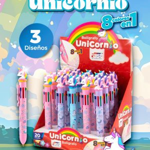 BOLIGRAFO FAST 0.7 MM 8 COLORES UNICORNIO