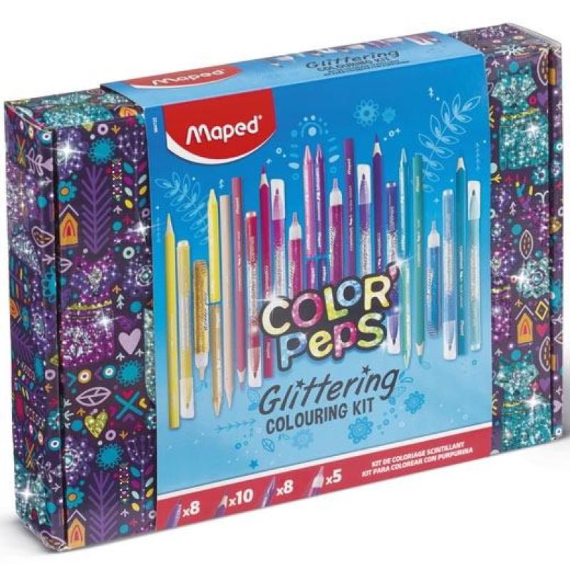 KIT PARA COLOREAR X40 PIEZAS COLORES BRILLANTES GLITTER 984740