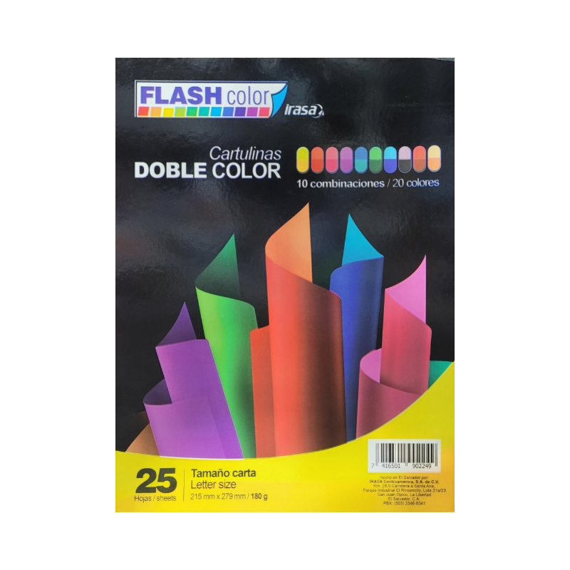 BLOCK FLASH CARTULINA DOBLE COLOR 25 HOJAS 8.5X11" 180GRS CARTA