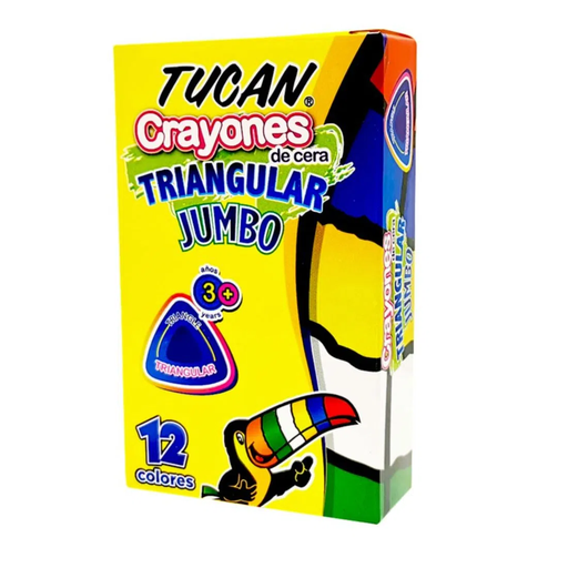 [CERA12TUCAN] CRAYONES DE CERA 12 COLORES TRIANGULAR JUMBO | TUCAN