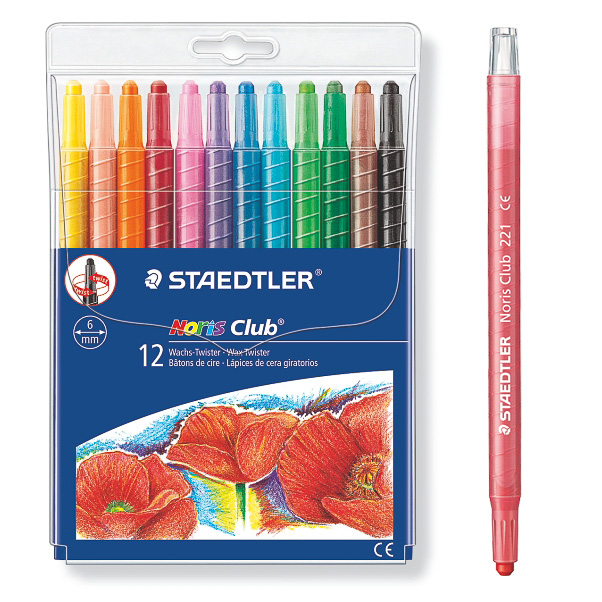 CRAYONES DE CERA 221 GIRATORIOS ESTUCHE X 12 COLORES