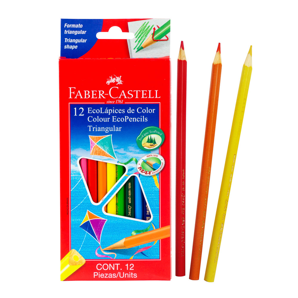 CRAYONES DE MADERA 12 COLORES TRIANGULAR 120512E ECO PENCIL