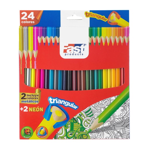 [09390] CRAYONES DE MADERA 24 COLORES LARGO | FAST