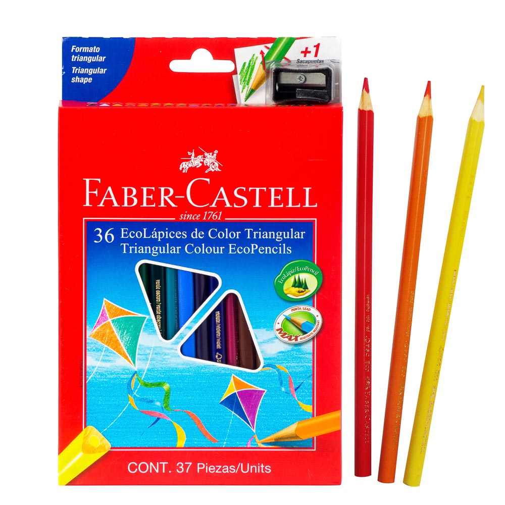 CRAYONES DE MADERA 36 COLORES LARGO TRIANGULAR