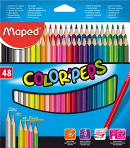 [20403033] CRAYONES DE MADERA COLOR PEPS 48 COLORES LARGO TRIANGULAR 832048 | MAPED