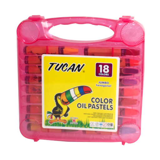 CRAYONES PASTEL 18 COLORES JUMBO HEXAGONAL CAJA PLASTICA | TUCAN