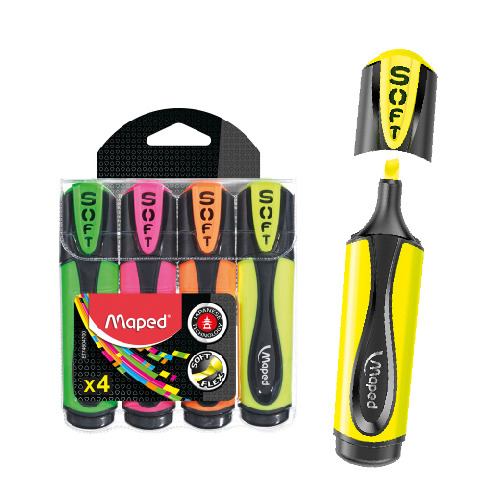 [20709053] MARCADOR RESALTADOR ULTRA SOFT FLUO PEPS X4 COLORES 746047 | MAPED