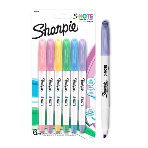 [17849] MARCADORES 6 COLORES PASTEL PUNTA BISELADA 2130683 | SHARPIE