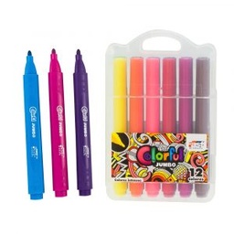 [14099] MARCADORES ESCOLARES  JUMBO TRIANGULAR 12 COLORES | FAST