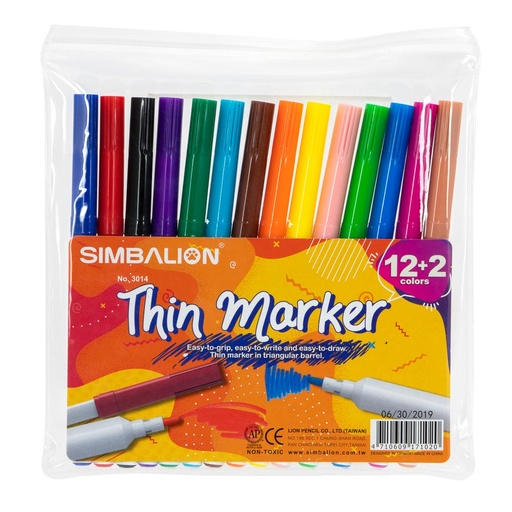 [10996] MARCADORES THIN MARKER PUNTA FINA 30-P 12+2 | SIMBALION