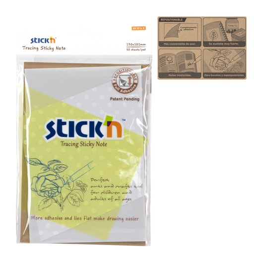[16289] NOTAS ADHESIVAS TRACING NOTES TRANSPARENTE 6X4 | STICK'N