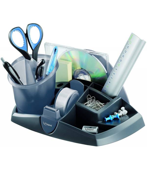 ORGANIZADOR PLASTICO CON DISPENSADOR DE TAPE AZUL GRIS 751212