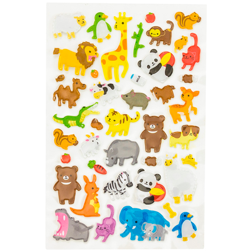 STICKERS/CALCOMANIAS SURTIDAS HOJA DISEÑO: ANIMALES SALVAJES PLASTIC