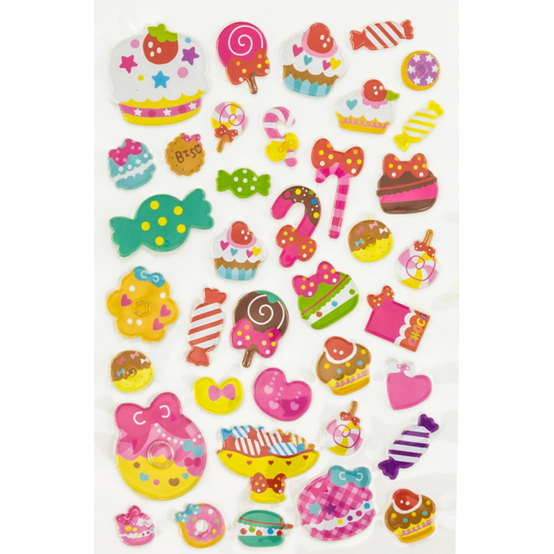 STICKERS/CALCOMANIAS SURTIDAS HOJA DISEÑO: POSTRES PLASTIC