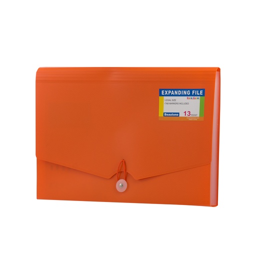 [13729-NARANJA] ARCHIVADOR PLASTICO OFICIO 12 DIVISIONES (NARANJA) | BEAUTONE