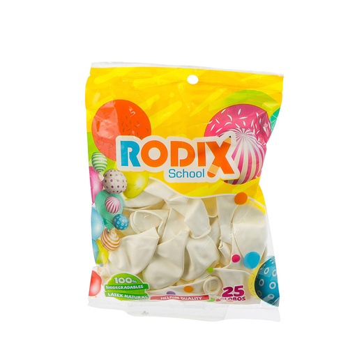 [53437] GLOBOS NO. 9 COLORES SURTIDOS X25 UNIDADES (BLANCO) | RODIX