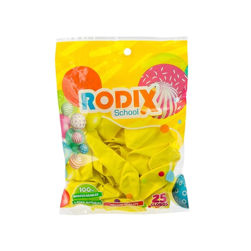 [53444] GLOBOS NO. 9 COLORES SURTIDOS X25 UNIDADES (AMARILLO) | RODIX