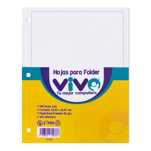 [01437-MARGINADAS] HOJAS ESCOLARES CIENTO CARTA BOND (MARGINADAS) | VIVO