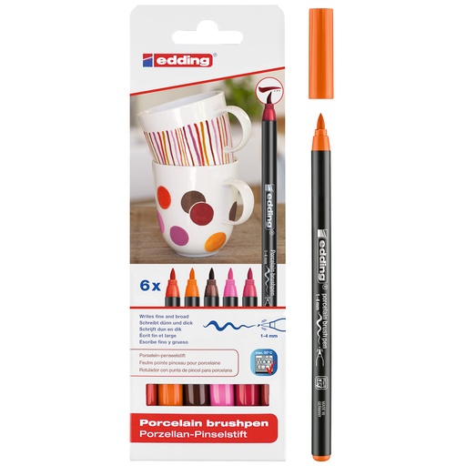 [15754] MARCADORES PARA PORCELANA 4200 ESTUCHE 6 COLORES (CALIDOS) | EDDING