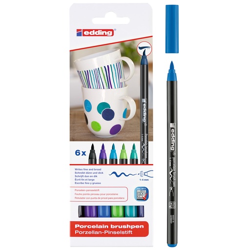 [15753] MARCADORES PARA PORCELANA 4200 ESTUCHE 6 COLORES (FRIOS) | EDDING
