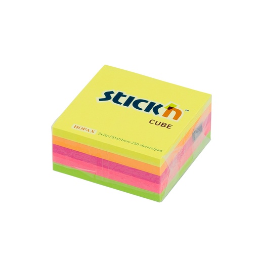 [07741] NOTAS ADHESIVAS NEON+PASTEL 2X2 MINICUBO (NEON) | STICK'N