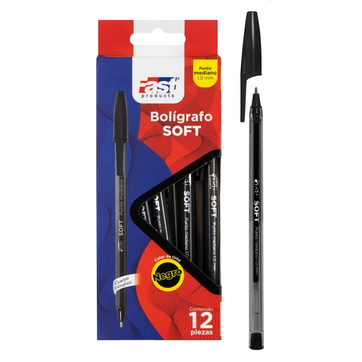 BOLIGRAFO FAST MEDIANO 1.00 COLORES SURTIDOS (NEGRO) | FAST