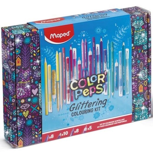 [21330006] KIT PARA COLOREAR X40 PIEZAS COLORES BRILLANTES GLITTER 984740 | MAPED