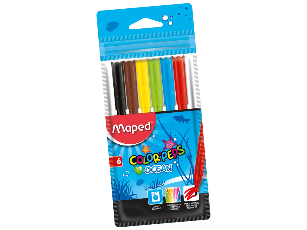 [20707043] MARCADORES ESCOLARES COLOR PEPS OCEAN X6 COLORES 845723 | MAPED