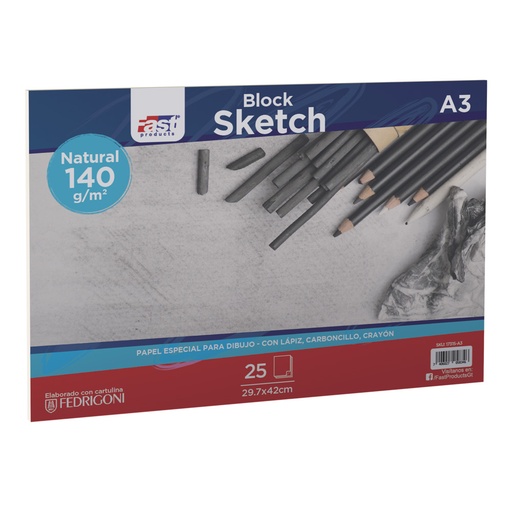 [17315-A3] BLOCK SKETCH 25HOJAS 140 GR A3 NATURAL (29.79X42CMS) | FAST