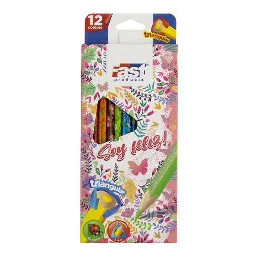 [16997] CRAYONES DE MADERA FEMENINO 12COLORES TRIANGULAR | FAST