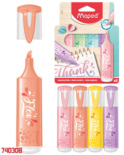 [20709094] MARCADOR RESALTADOR MAPED FLEX PASTEL ESTUCHE X4 | MAPED