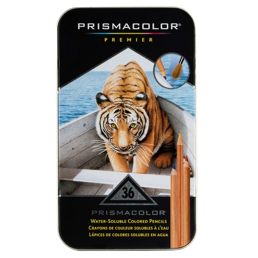 [13996] CRAYONES DE MADERA ACUARELABLES PRISMACOLOR ACUARELABLES PREMIER X36 COLORES ESTUCHE METAL | PRISMACOLOR