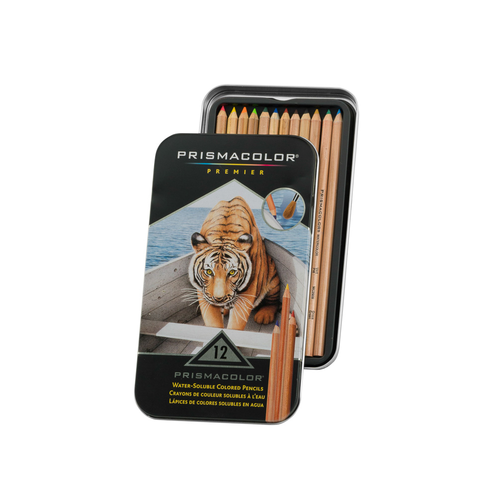 CRAYONES DE MADERA ACUARELABLES PRISMACOLOR PREMIER 12 COLORES LARGOS PREMIER