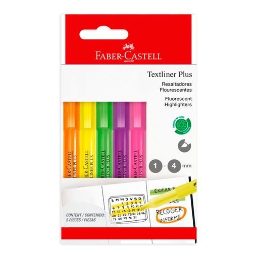 [16195] MARCADOR RESALTADOR X5 COLORES | FABER CASTELL