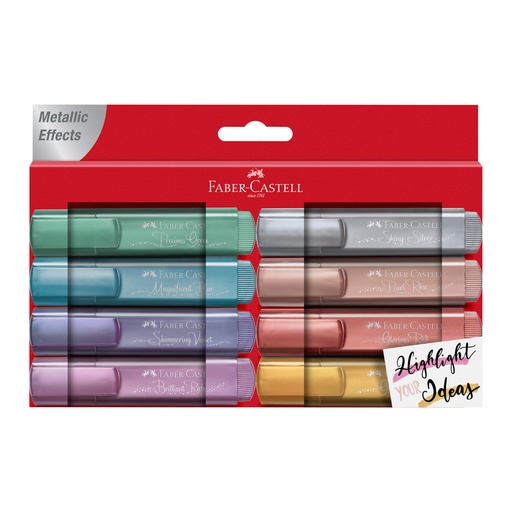 [17723] MARCADOR RESALTADOR X8 COLORES METALICOS | FABER CASTELL