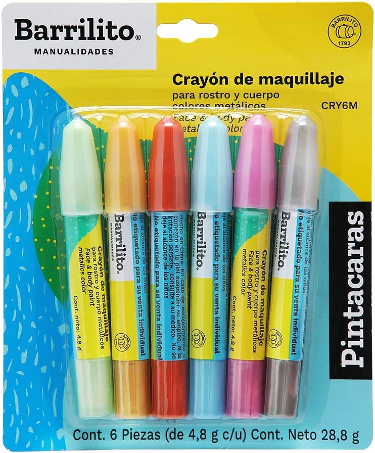 PINTACARITAS 6 COLORES CRAYONES METALICTOS CRY6M