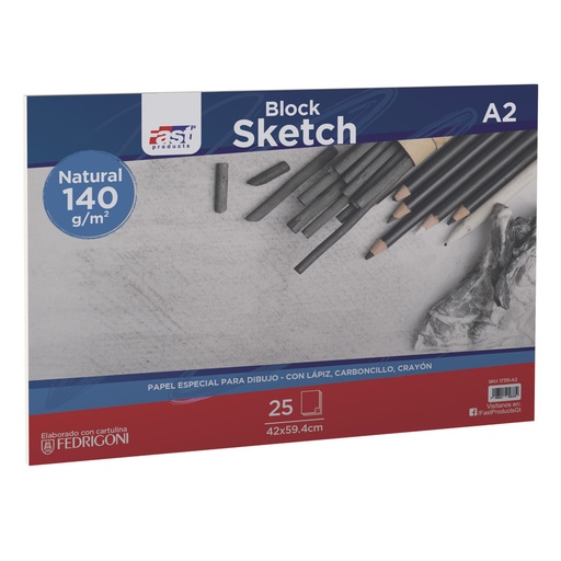 [17315-A2] BLOCK SKETCH 25HOJAS 140 GR A2 NATURAL (42X59.40CMS/16.50X23.40") | FAST