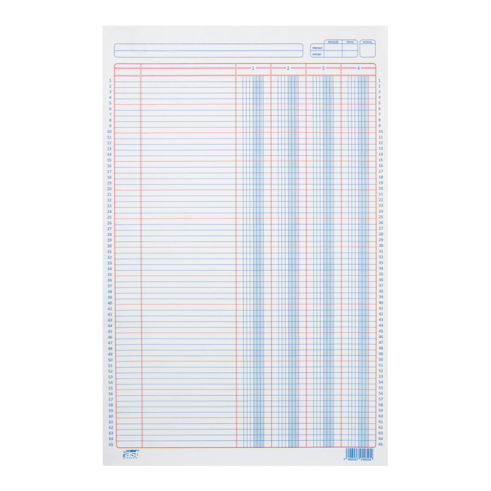 BLOCK TABULAR 4 COLUMNAS 50HOJAS
