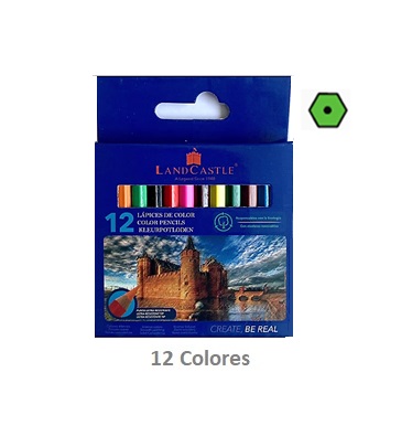 CRAYONES DE MADERA 12 COLORES CORTO | LANDCASTLE