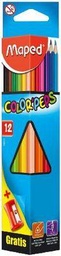 [04005112] CRAYONES DE MADERA 12 COLORES PEPS TRIANGULAR LARGO 183213 | MAPED