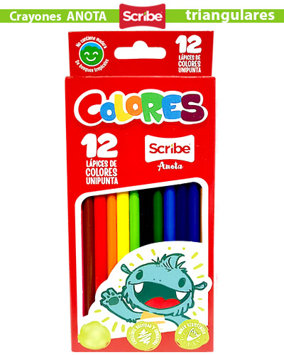 [20403092] CRAYONES DE MADERA ESCOLARES ANOTA 12 COLORES X12 COLORES TRIANGULAR | SCRIBE