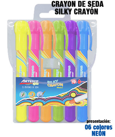 [20402029] CRAYONES DE SEDA X6 COLORES NEON 16314403 | ARTESCO