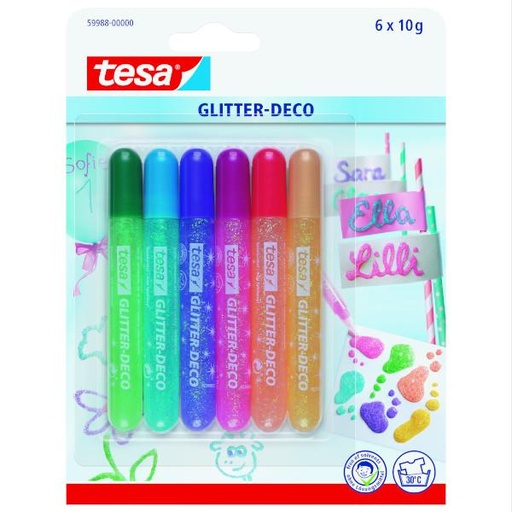 [15714] GLITTER DECO 6 COLORES PASTEL 10 GR | TESA