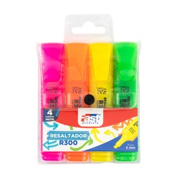 [16701] MARCADOR RESALTADOR R300 4 COLORES NEON CON ESTUCHE | FAST