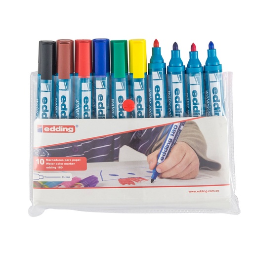 [13120] MARCADORES 180 10 COLORES PUNTA REDONDA ESTUCHE | EDDING