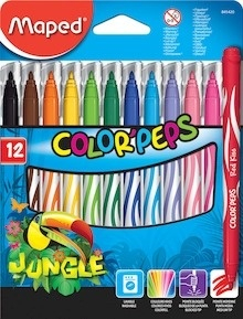 [20707016] MARCADORES ESCOLARES COLOR PEPS JUNGLE 12 COLORES PUNTO MEDIO 845420 | MAPED