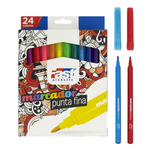 [13461] MARCADORES ESCOLARES PUNTA FINA 24 COLORES | FAST
